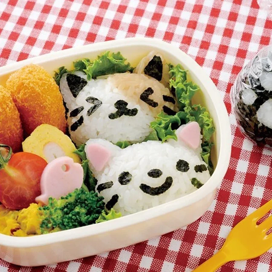 New Cat Rabbit Rice Ball Mold Set Kids Cartoon Lunch Box DIY Creative Japanese Rice Sushi Tool Cake Molds Silicone Molds
