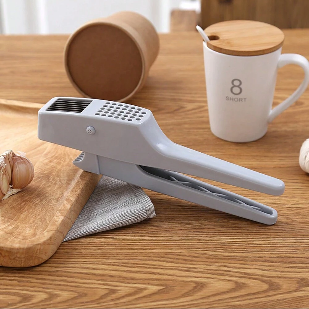 Plastic Manual Garlic Press and Slicer 2 in 1 Kitchen Gadget