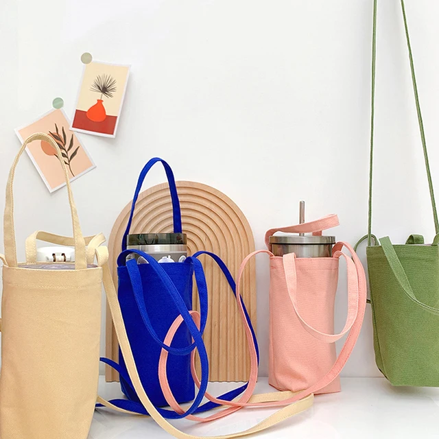 Portable Water Bottle Holder Carry Bag Coffee Cup Storage Sleeve Cover Canvas Printing Milk Tea Set Cute Cartoon Bottle Cover 4