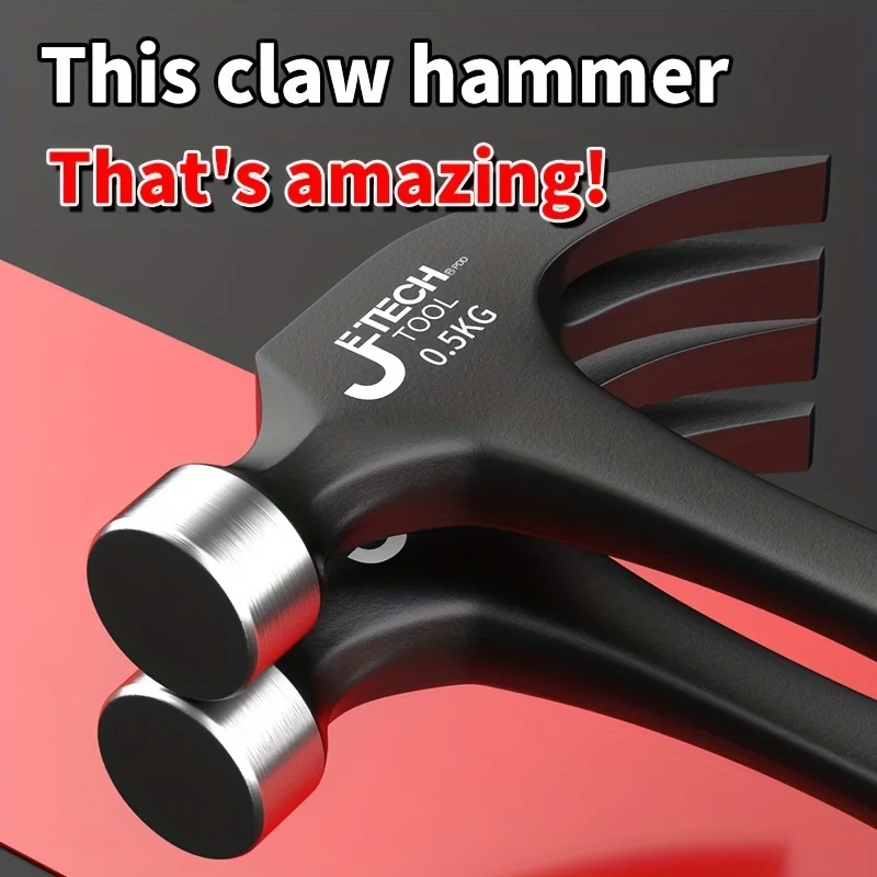 1pc Integrated Claw Hammer, Professional Woodworking Joinery Home Carpentry Hand Hammer, Nail Hammer, Non-Slip Multifunctional H 5