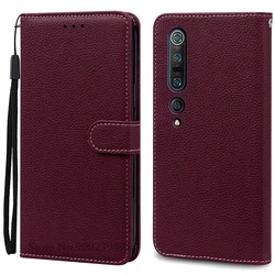Premium Wallet Flip Leather Phone Case with Book Stand and Card Holder for Mi 10 5G(Mi 10Pro5G) (Wine Red)