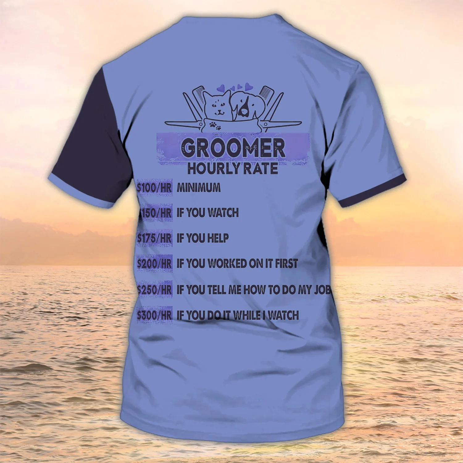 Neueste Sommer männer T-shirt Hund Groomer Pesonalisierte Name 3D Gedruckt t-shirt Unisex Casual Tops Hundesalon Salon Uniform DW151 – Detail 10