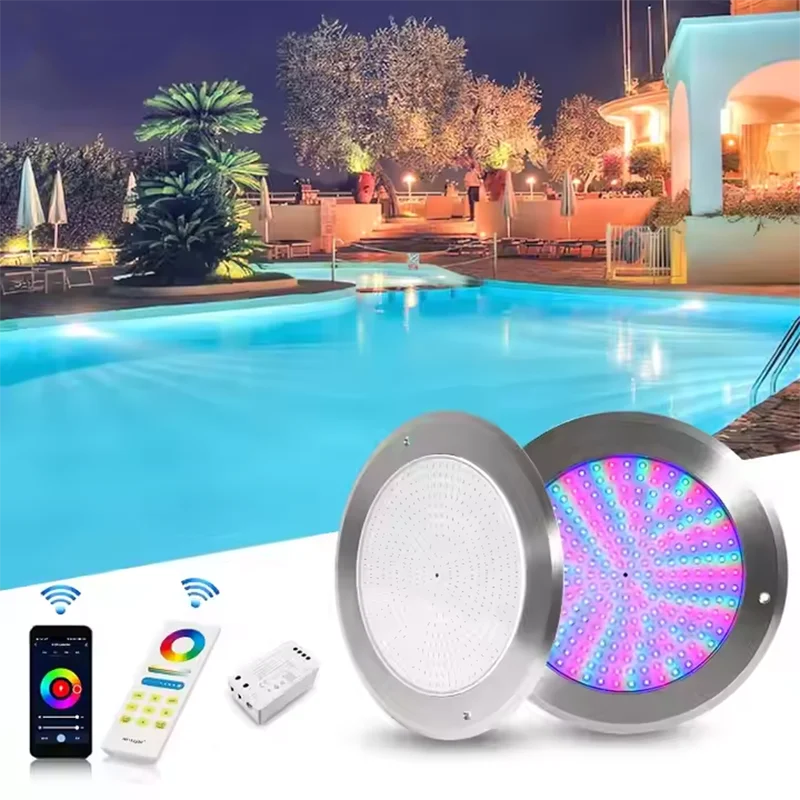 Ultra-Thin 18W 35W LED Swimming Pool Lights Resin Filled Colorful Underwater Lamps AC12V IP68 Stainless Steel LED Lamps