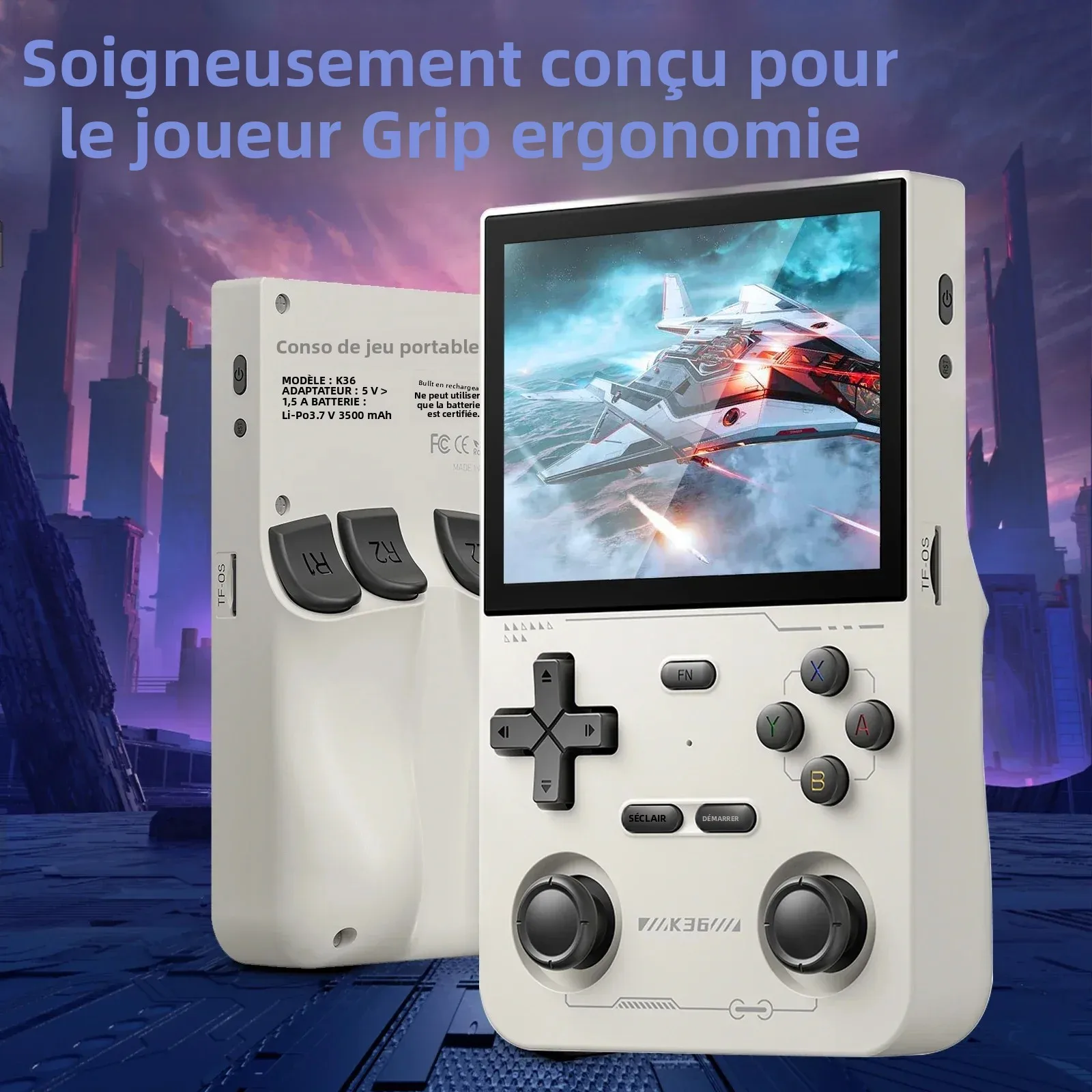GAMINJA Open Source K36 Retro Handheld Video Game Console 16000 Games Emulator For PS1/PSP/DC/N64/SS 3.5 Inch IPS Screen_voghion.com