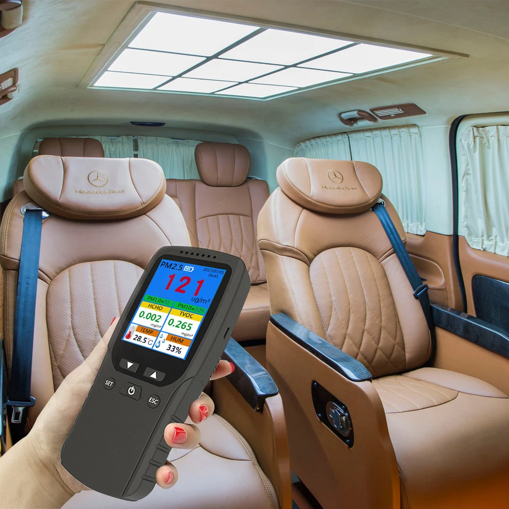 디지털 공기질 측정기, HCHO TVOC, PM2.5, PM10, PM1.0, AQI 온도 습도 테스터, 공기 오염 모니터, 8 인 1