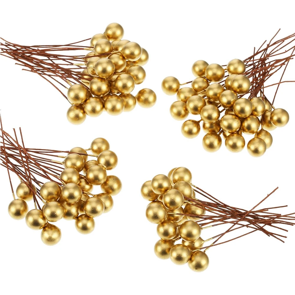 60 Stücke Künstliche Beeren 1,2 CM Gefälschte Beeren Dekor Draht Für Weihnachtsbaum Dekorationen Blumenkranz DIY Handwerk Geschenke Zubehör – Detail 5