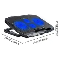 1Pc Laptop Fan Cooling Pad with Big Fans, Portable Laptop Cooling Fan with 2 in 1 USB Port, Blue LED Light Adjustable Stand Pad - Image 4