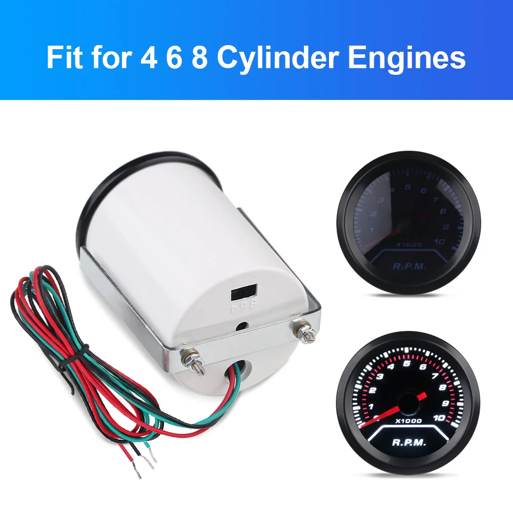 자동차 타코미터 타코 0-10000 RPM 게이지 범용, 4 6 8 실린더 엔진, 자동차 SUV 미터, 내부 부품 액세서리, 52mm