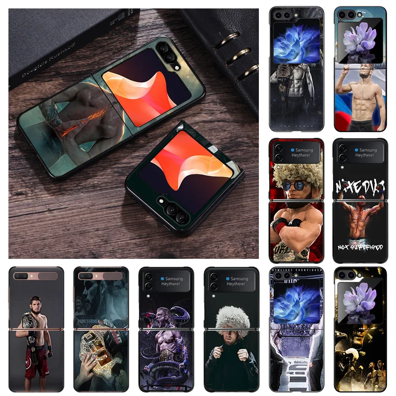 Custodia Opaca Per Telefono Per Samsung Galaxy Z Flip5 Flip4 Flip3 Flip 3 4 5 5G Luxury Khabib Nurmagomedov Zflip Hard Black Cover