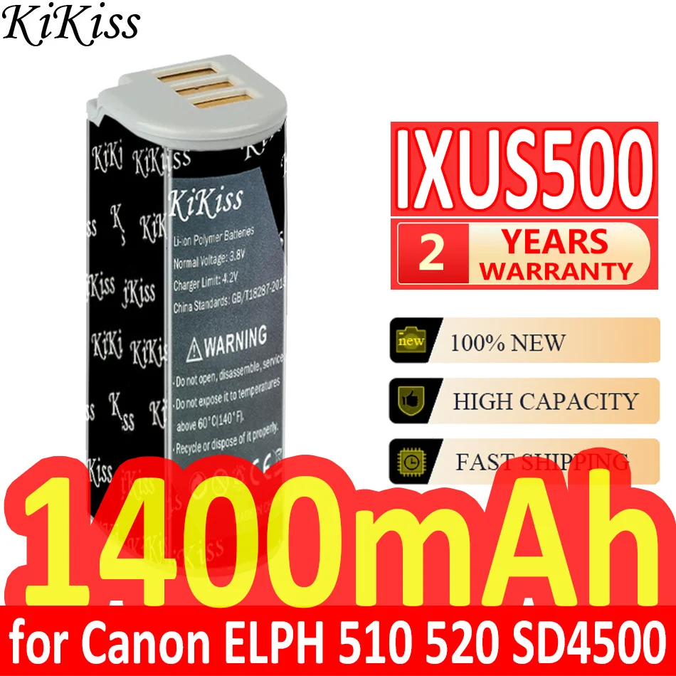 1400Mah Kikiss Potente Batteria Per Canon Elph 510 520 530 Hs Powershot N Sd4500 Is Ixus 1000 1100 500 Hs Ixy 50S Fotocamera