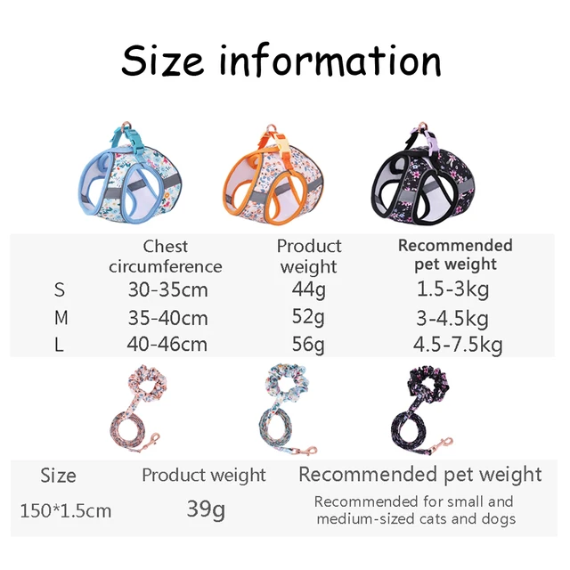 Dogs Adjustable Harness Leash Set for Small Dogs Harness Vest Reflective Puppy Chest Strap Pet Walking Outdoor Puppy Leash 6