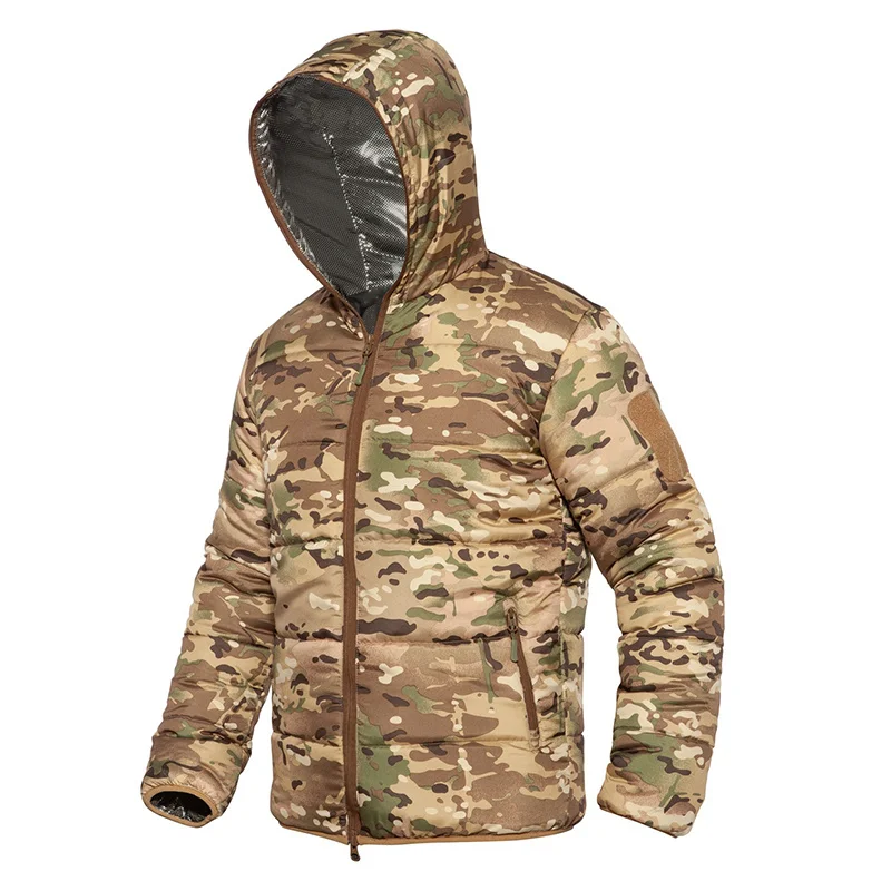 

Men's Winter Camouflage Tactical Military Jacket With Hood Lightweight Working Cotton Parka Hunting Outdoor Male Outwear Coats