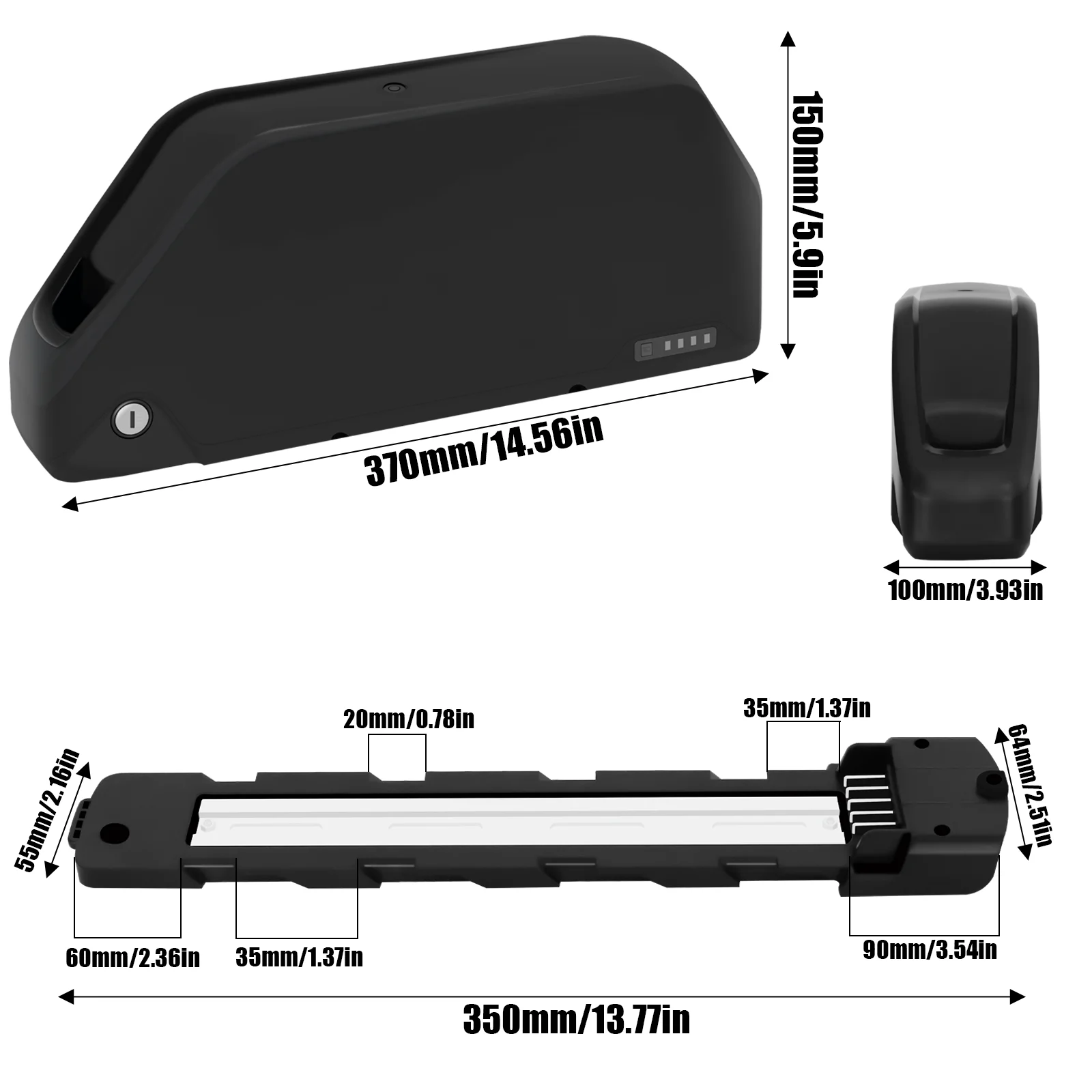 High-Capacity Battery Storage Case for E-Bikes - Downtube Mount with Built-in Holder