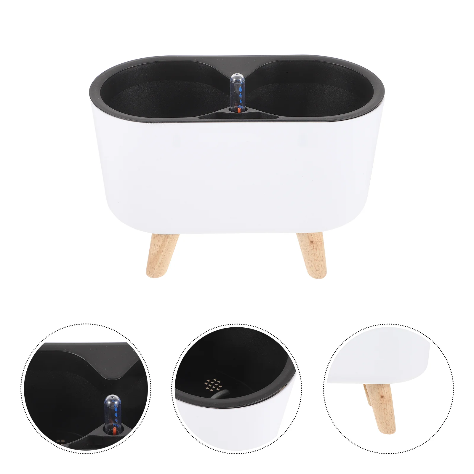 

White with Legs and Water Level Gauge Indoor Plant Pots Flowers Container Automatic