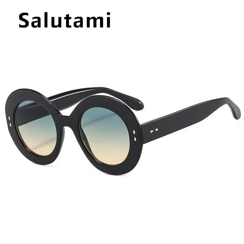 ladies sunglasses 2022 New Luxury Brand Oversized Round Sunglasses For Women Vintage Black Rivet Gradient Sun Glasses Female Sexy Shades Uv400 white sunglasses women Sunglasses