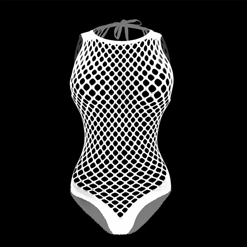 Men Leotard Bodysuit Sexy Breath Fishnet Mesh Transparent Bodysuits Pouch Slimming Underwear Hollow Gay Jockstrap Nightclub