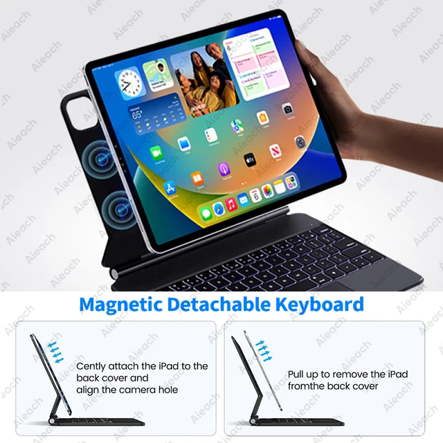 Magic Keyboard for iPad Air 4 Air 5 Air 11 2024 Bluetooth Keyboard Case for iPad 10th Pro 11 1st 2nd 3rd 4th for iPad Keyboard 2
