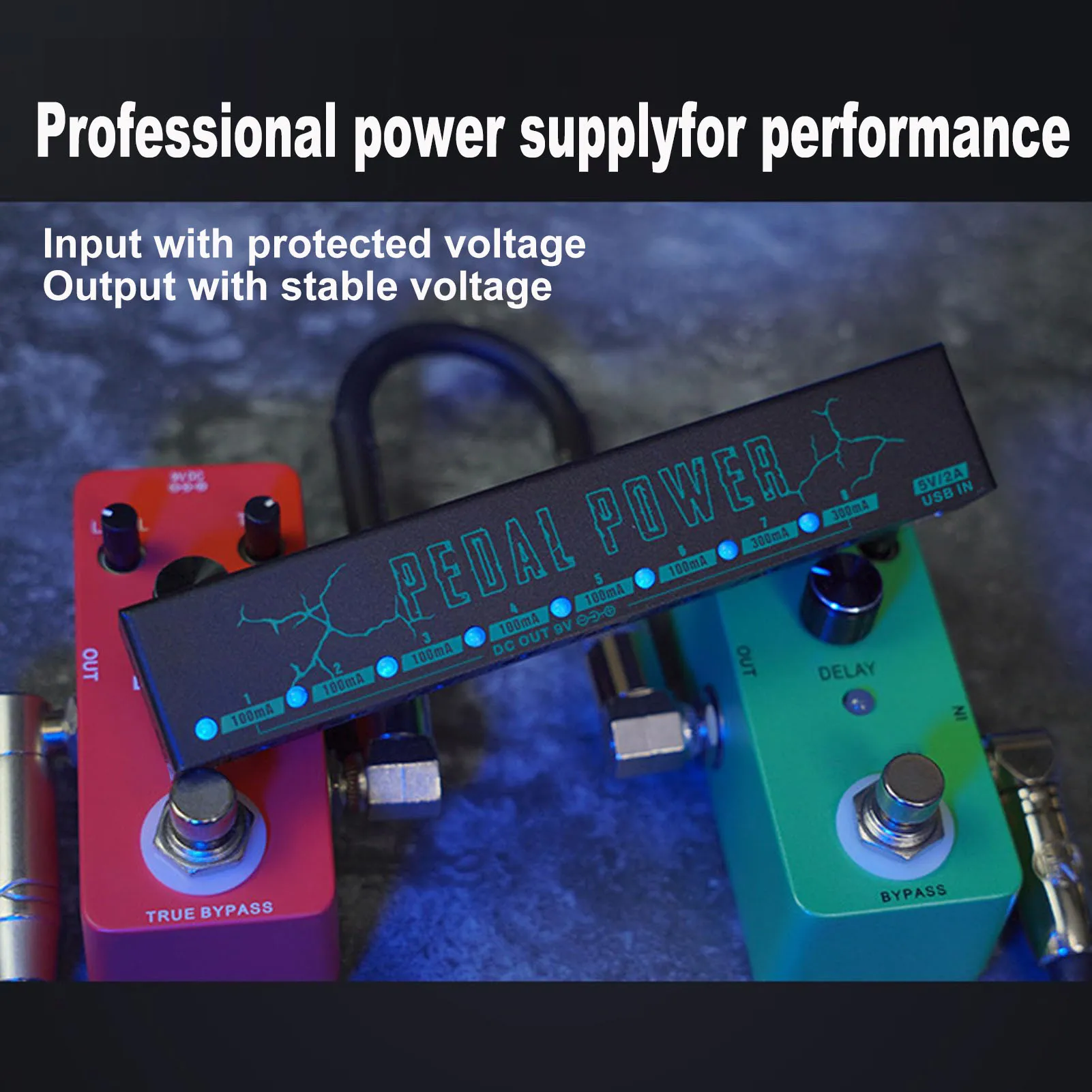 M-VAVE PEDAL POWER Guitar Pedal Power Supply 8 Isolated Pedalboard Power Supply Aluminium Alloy DC Output 9V Effect Pedal