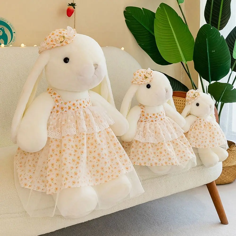 Funny Stuffed Animal Skirt Rabbit Doll Floral Skirt Lop Rabbit Kapok Rabbit Plush Toys Kawaii Soft Bunny Stuffed Doll Friends