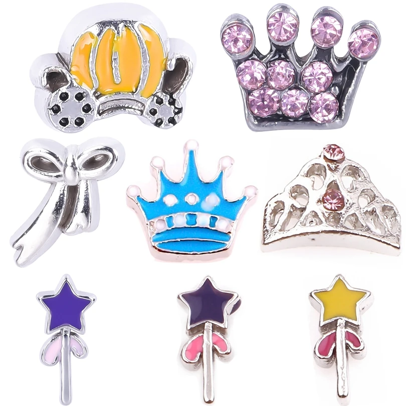 

20 Pieces Princess Crown Floating Charm Metal Of Handmade Pendant Oil Droplet Jewelry Making Accessories Suitable Anniversary