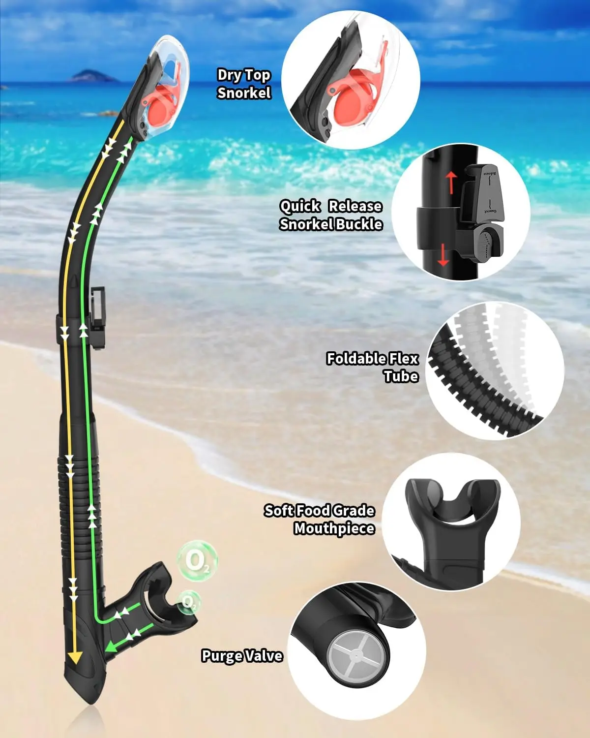 Snorkel Set Diving Snorkel Professional Swimming Underwater Breathing Tube Hose Equipment Diving And Snorkeling Device Full Dry Snorkel