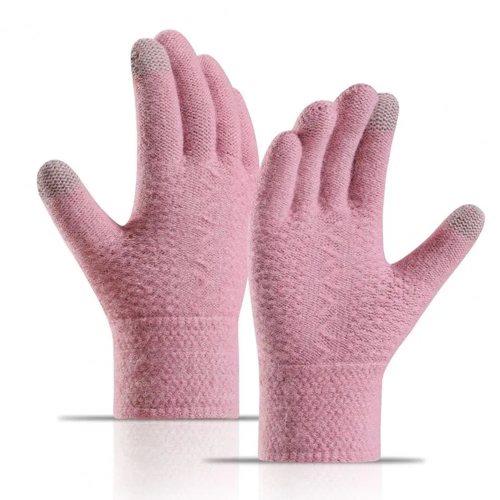 

Вязаные перчатки, удобные стильные вязаные перчатки для женщин и мужчин, утолщенные ребристые манжеты, ветрозащитные зимние однотонные аксессуары для сенсорного экрана