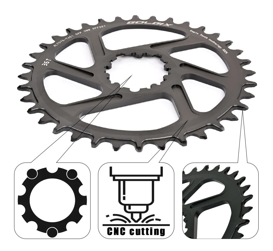 GOLDIX MTB Fahrrad Kettenblatt Schmal Breit Mountainbike Kettenblatt 30T 32T 34T 36T 38T Für SRAM XX1 X9 XO X01 gx Eagle NX – Detail 3