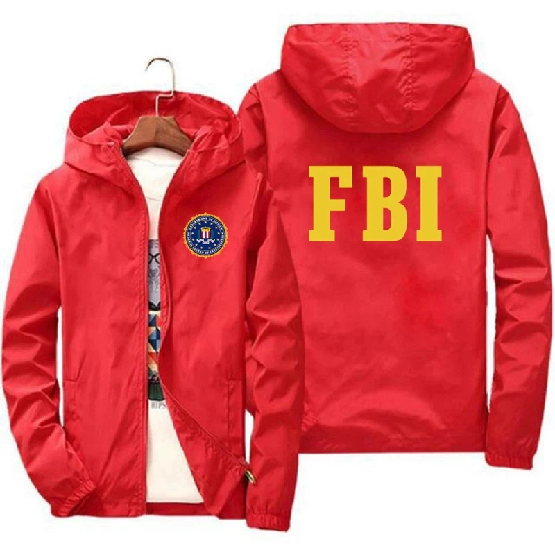 2024 casual men's spring and autumn women's windproof and rainproof jacket FBI printed sports hip-hop fashion zipper men/women l