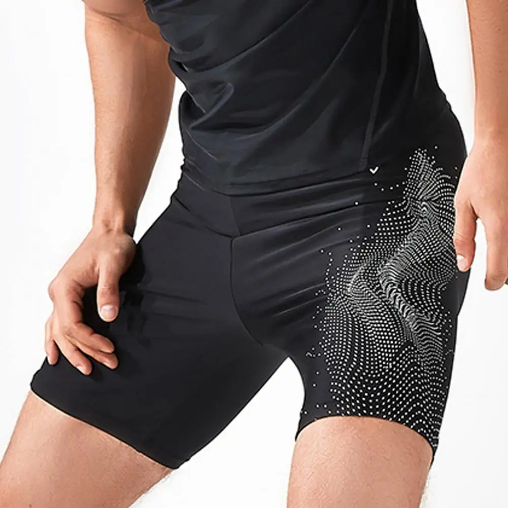 Men Swim Trunks Elastic Soft Quick Dry Swim Shorts Slim Fit Mid Waist Bathing Boxers Tight Surfing Water Sports