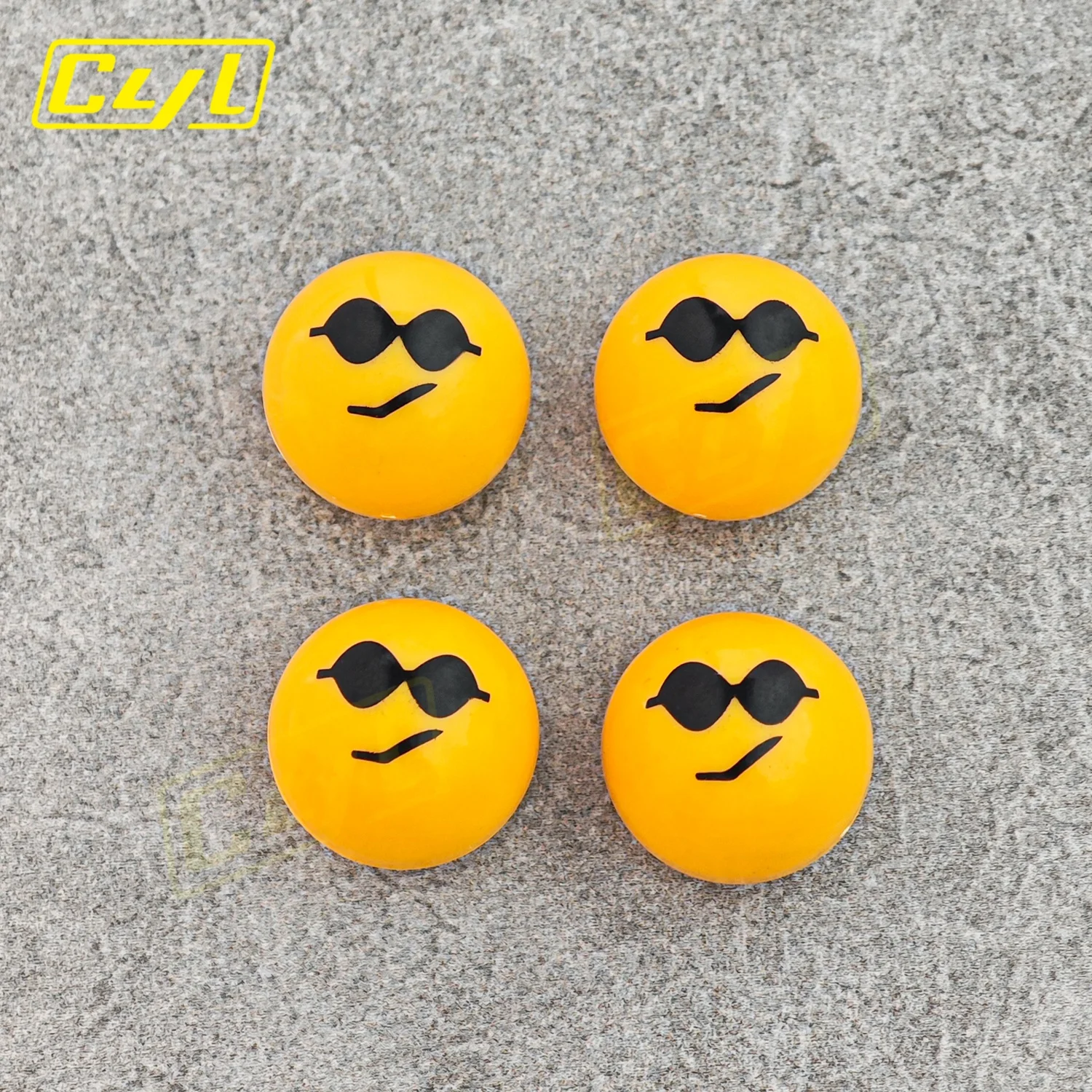 Set of 4 Yellow Emoji Tire Valve Stem Caps - Fun Decorative Dust Covers