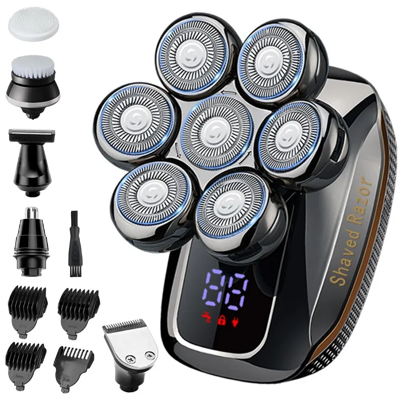 7D Rasoi Per Uomo 5 In 1 Rasoio Elettrico Da Uomo Per Uomo Calvo Wet & Dry Rasoio A Testa Calva Impermeabile Rasoi Elettrici Da Uomo