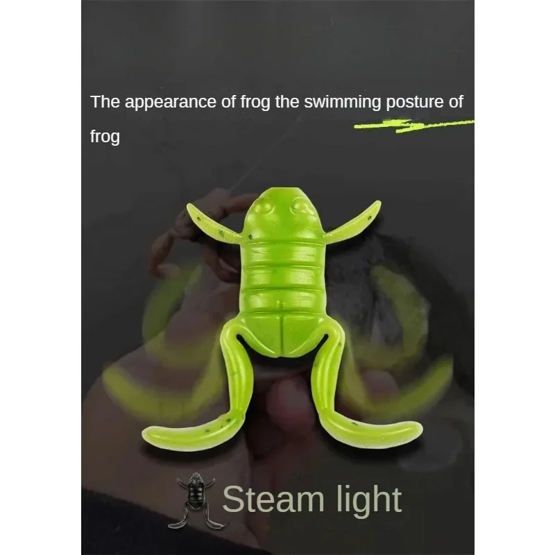 Lua 개구리 미끼, 현실적인 모양, 강한 공격, 포식자 물고기, 부드러운 미끼, 저음 사랑, 5 개! 