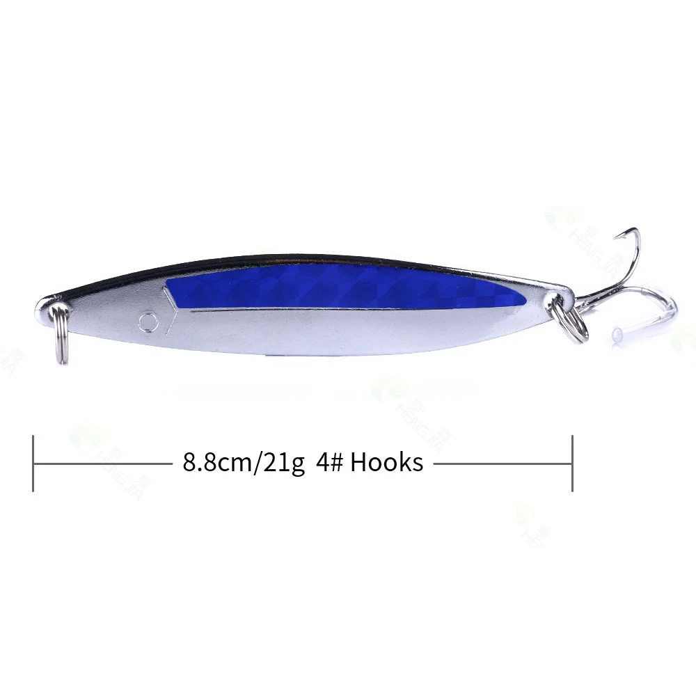 13g Double-Sided Fishing Lure Paint Ruia Bait Three Hook Spoon Type Iron  Plate Bait Color Sequins Ruia False Bait to Draw Bait