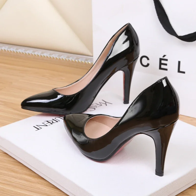 Sexy Patent Leather High Heels 10 Cm Thin Heels White Dress Party Pumps 2025 Autumn New Fashion Single Shoe Elegant Womens Shoes 4