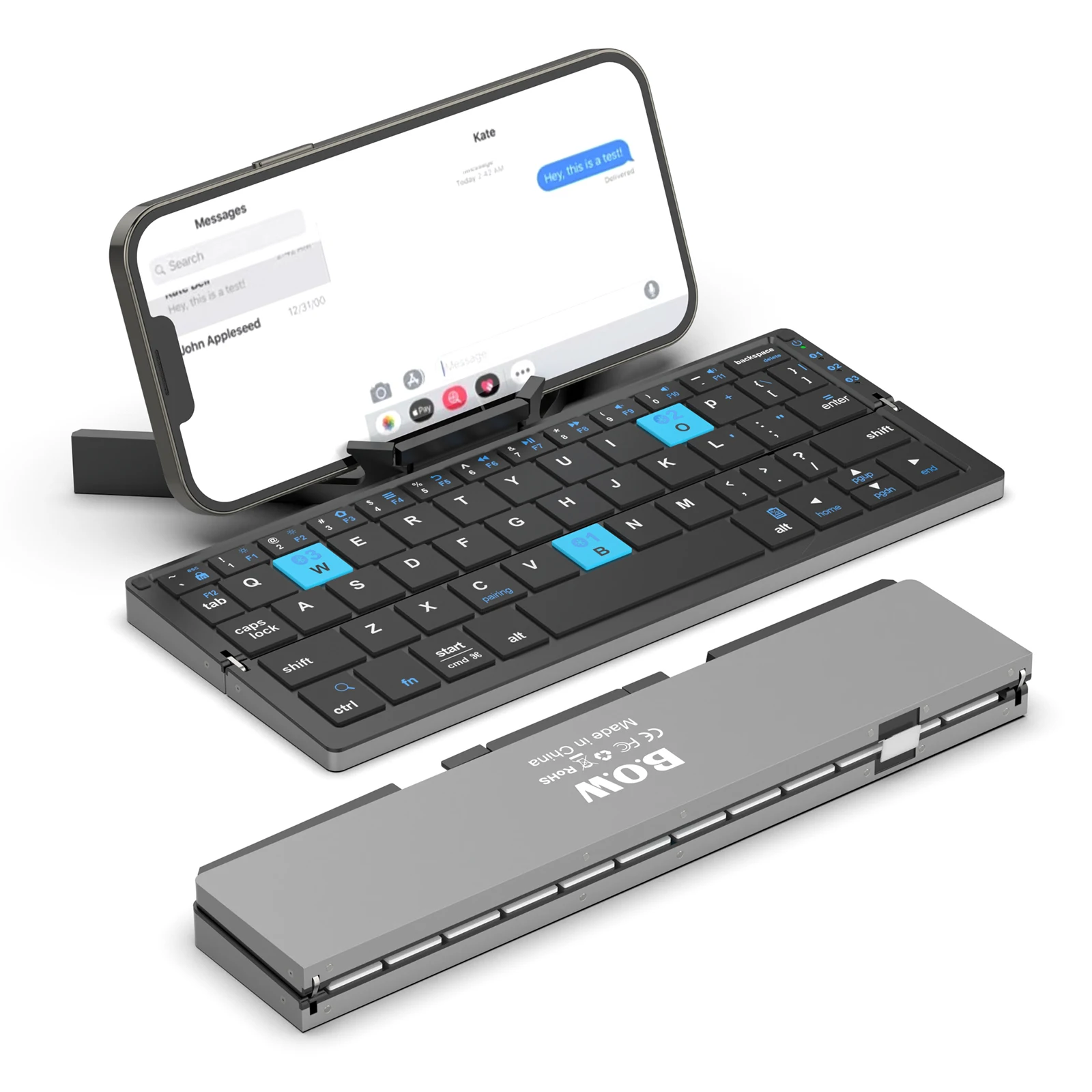 thumbnail image 1 of Mini teclado inalámbrico Bluetooth plegable con soporte magnético Teclado de aleación de aluminio para iPad, iPhone, tableta Samsung Teclado recargable, 1 of 5