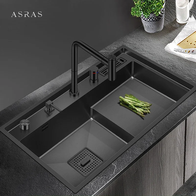 ASRAS Stepped Nano Sink 4mm Thickness 220mm Depth 304 Stainless Steel Handmade Stepped Kitchen Sinks