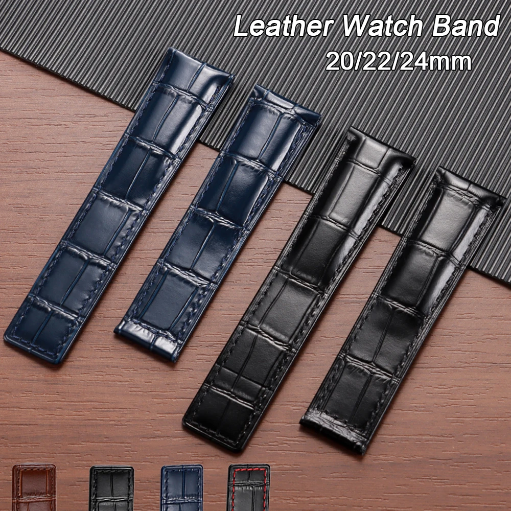 Elegant Leather Watch Band - Premium Bamboo Cowhide Strap