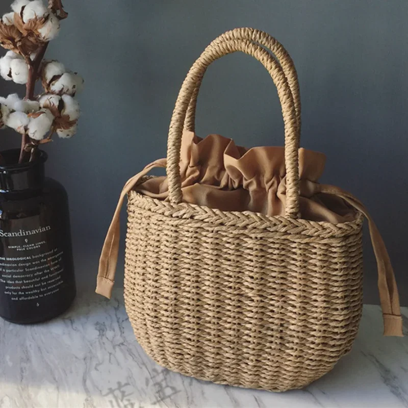 Women Straw Bags Summer Hand-Woven Rattan Bag Handmade Woven Purse Wicker Beach Bag Bohemia Bali Handbag