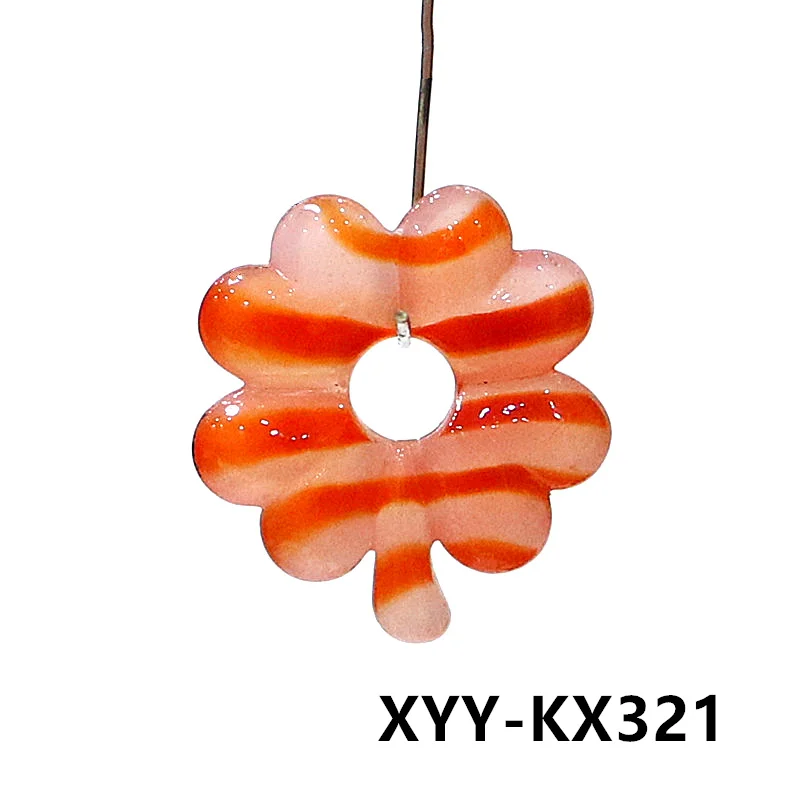 2pcs Cute Lucky Leaf Charms Glass Bead Four-leaf Clover Pendant For DIY Women Girls Jewelry Bracelet Earrings Making Accessories