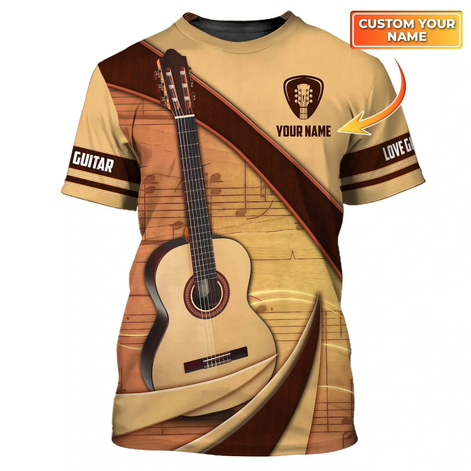 Neueste Sommer Mode männer T-shirt Gitarre Personalisierte Name 3D Gedruckt t-shirt Unisex Casual T-shirt Gitarre Liebhaber Hemd DW134 – Detail 8