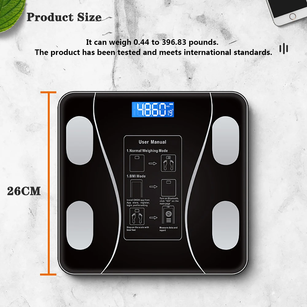 Bluetooth Smart Body Fat Scale WONGKUO 24 Key Body Composition Monitor  Wireless Digital Bathroom Weight Scale