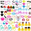 Cute Rubber Duck Accessories Decorations Mini Sunglasses Necklace Scarf Earphone Crown Hat Car Dashboard Decorations Bath Toy 1