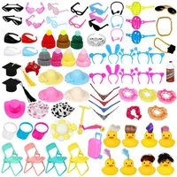 Cute Rubber Duck Accessories Decorations Mini Sunglasses Necklace Scarf Earphone Crown Hat Car Dashboard Decorations Bath Toy 1