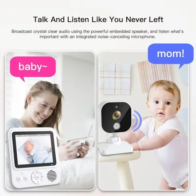 Baby Video Monitor 2.4G Wireless With Camera Video Baby Monitor Multifunction Night Vision Temperature Monitoring Two Way Audio