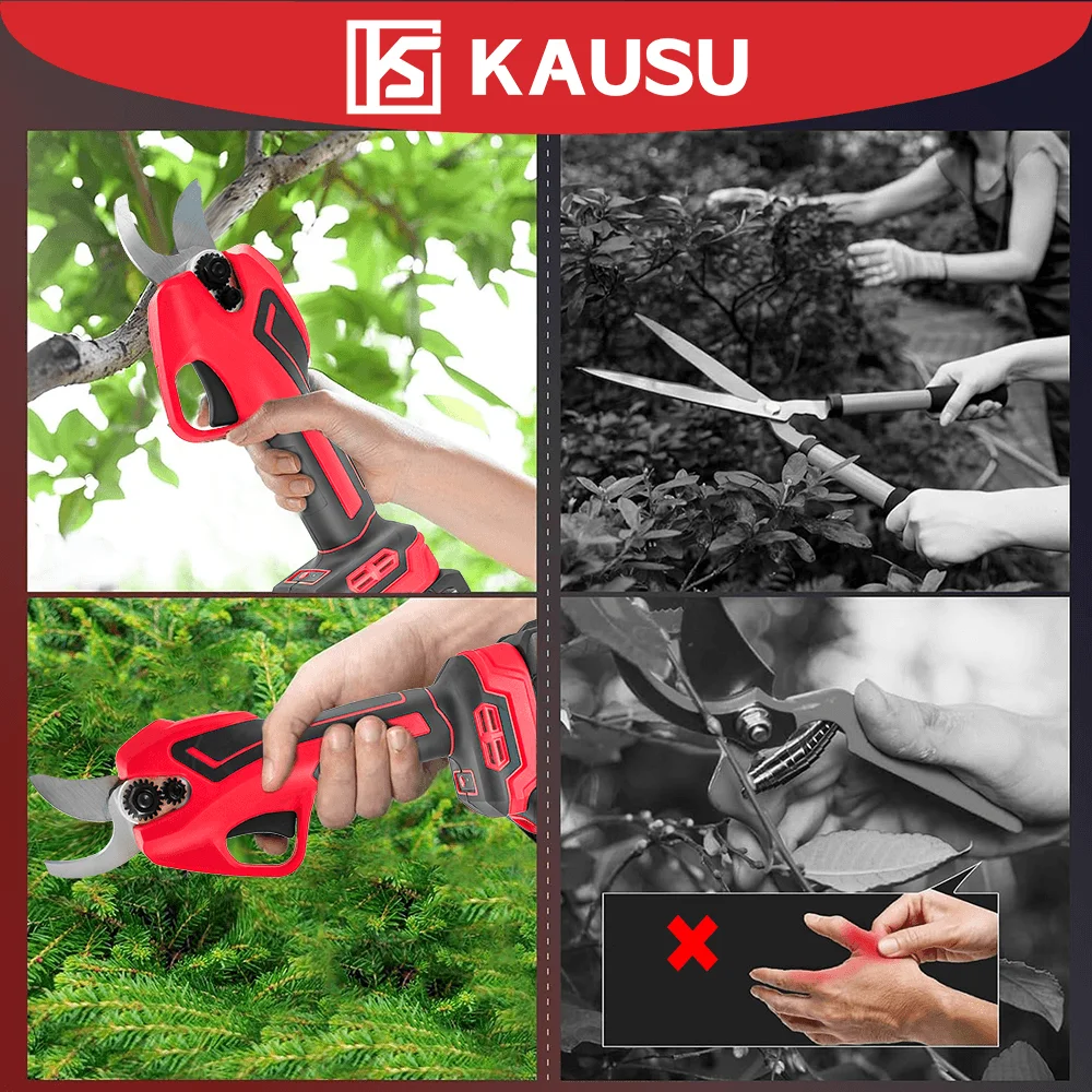 KAUSU Cordless Electric Pruning Shear Brushless Scissors Fruit Tree Bonsai Pruner Branches Cutter Power Tools Makita 18V Battery