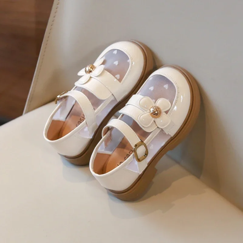 New Summer Girls Mesh Leather Shoes Fashion Chic Flower Children Princess Shoes Breathable Causal Kids Mary Jane Shoes for Party 5