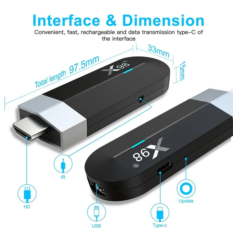 구글 플레이어 X98 동글 TV 박스, 안드로이드 11 TV 스틱, Amlogic S905Y4 쿼드 코어, 4G, 32G, AV1, 4K, 60fps, 5G, 와이파이, X98, S500, 2G, 16G