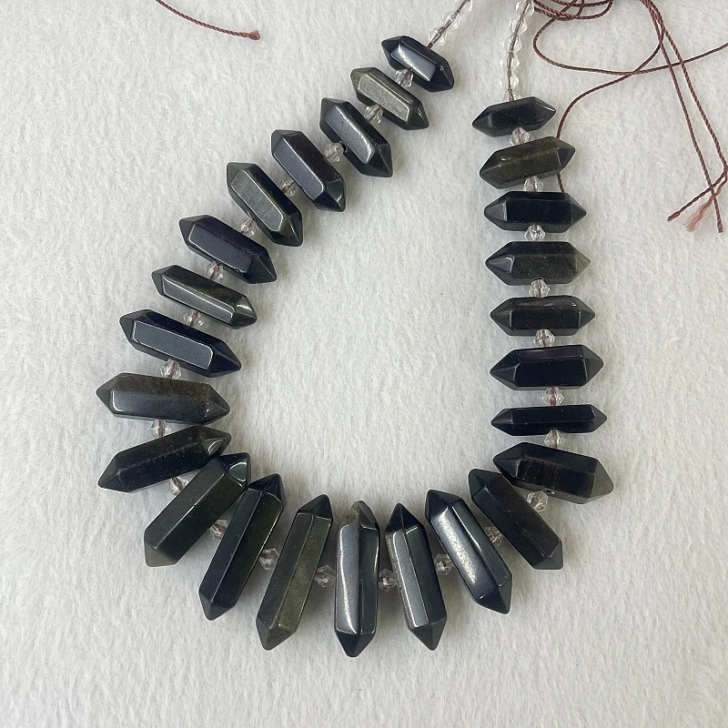 Natürliche aquamarin blaue Mond Stein Quarz Kristall sechseckige Säule lose Perlen Schmuck machen Ohrringe Halskette Armband – Detail 3