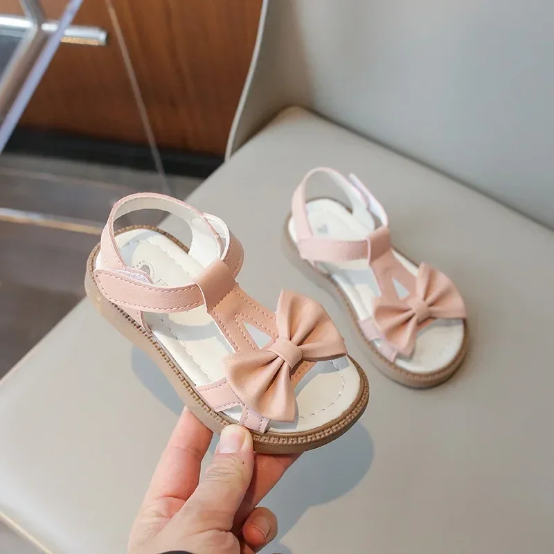 2024 Children Shoes Fashion Designer Bow Soft Soled Sandals Elegant Princess Shoes Versatile Girls Party Dresses Shoes Sandalias 3
