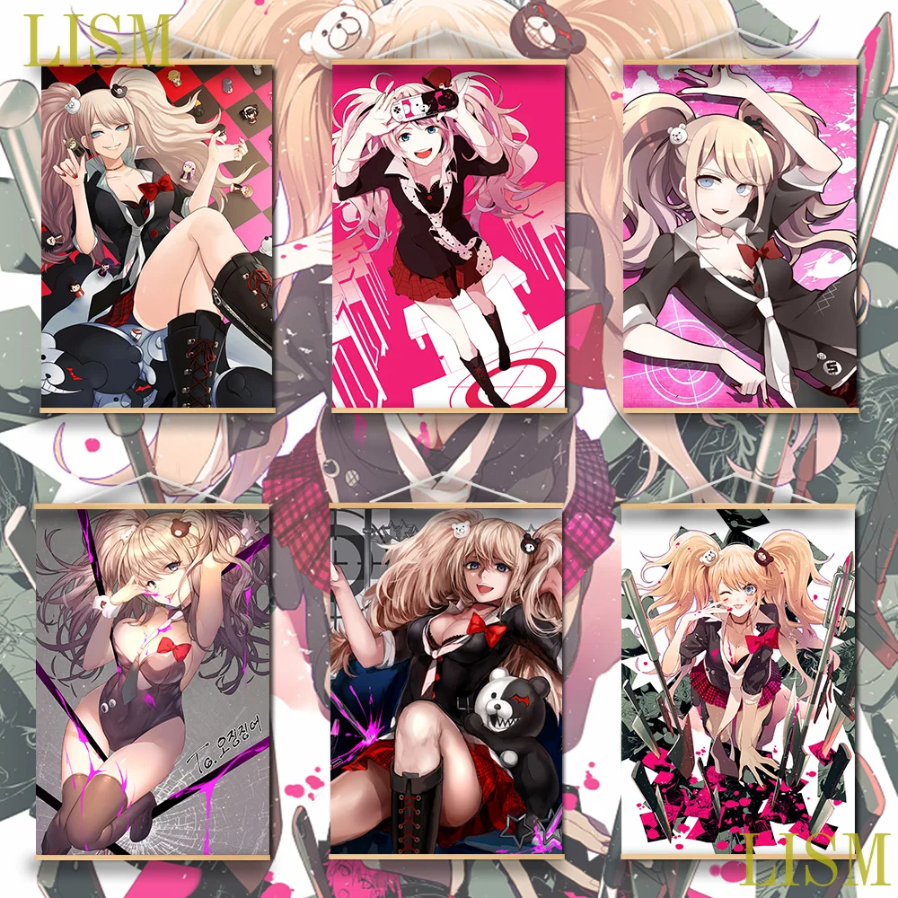

Danganronpa Enoshima Junko Anime Poster manga picture with solid wood hanging scroll with canvas painting